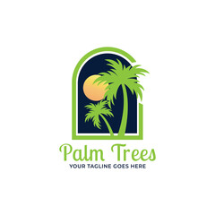 palm trees logo vector template.