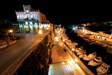 Plaza des Born y puerto.Ciutadella. Menorca. Islas Baleares.España.