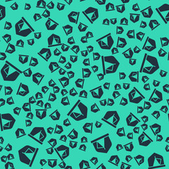 Black Tourist tent icon isolated seamless pattern on green background. Camping symbol. Vector