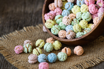 Colorful sugar coated roasted chickpeas, turkish traditional nuts, round small confectionery