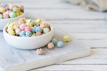 Colorful sugar coated roasted chickpeas, turkish traditional nuts, round small confectionery