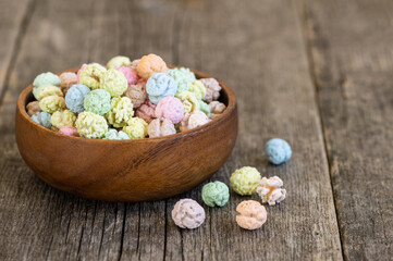 Colorful sugar coated roasted chickpeas, turkish traditional nuts, round small confectionery