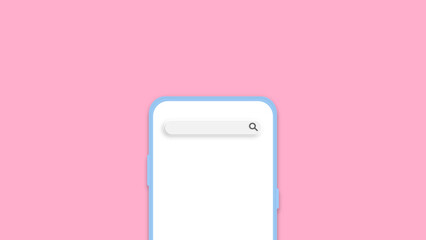 smartphone with search bar minimal style with copy space. 3D Rendering