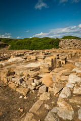 Fototapeta na wymiar Basilica Paleocristiana,Yacimiento arqueologico, Sa Nitja. (2011). Menorca. Balearic Islands. Spain.