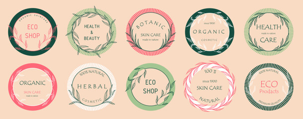 Set of floral botanical vectors. Organic themed frames.