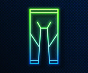 Glowing neon line Wetsuit for scuba diving icon isolated on blue background. Diving underwater equipment. Vector