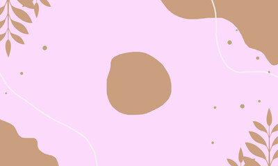 background with leaves, abstract bubbles and lines