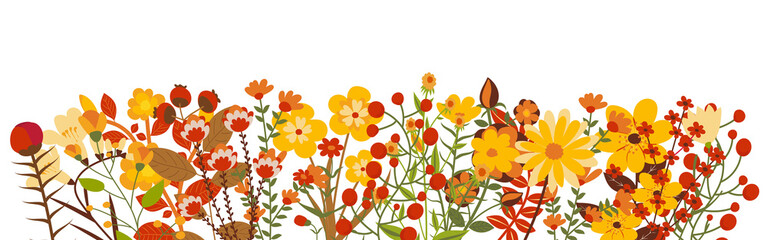 autumn bouquets in flat design, isolated
