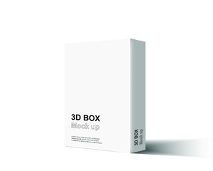 3D box mock up with white cover. Blank packaging template design. Vertical paper carton with copy space. 3d isolated on white background. realistic vector illustration.