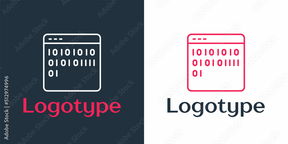 Poster logotype line binary code icon isolated on white background. logo design template element. vector