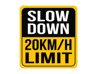 Obraz premium Slow down 20km/h, maximum speed allowed. Orange speed warning sign.