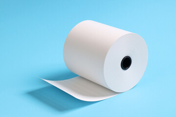 Rolled paper pasted on a blue background