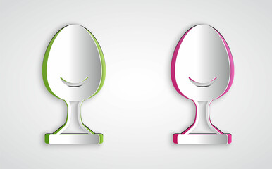 Paper cut Armchair icon isolated on grey background. Paper art style. Vector