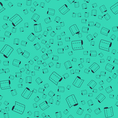 Black Textile fabric roll icon isolated seamless pattern on green background. Roll, mat, rug, cloth, carpet or paper roll icon. Vector