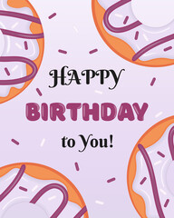 Birthday card with tasty donut 