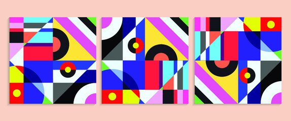 Geometric graphic design covers. Cool abstract shape compositions
