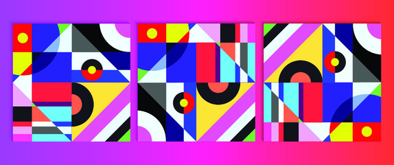 Geometric graphic design covers. Cool abstract shape compositions
