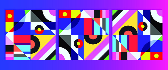 Geometric graphic design covers. Cool abstract shape compositions
