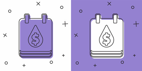 Set Oil drop with dollar symbol icon isolated on white and purple background. Oil price. Oil and petroleum industry. Vector