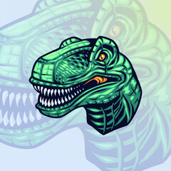 extinct Prehistoric raptor head vector 