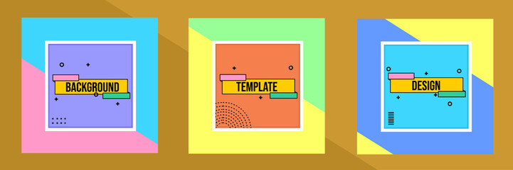set of square post template designs for social media. cheerful and colorful theme memphis design