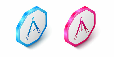 Isometric Air blower bellows icon isolated on white background. Hexagon button. Vector