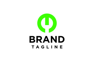 Obraz premium Logo and business card template, layout for auto, car, repair service. Wrench orange sign, origami, overlapping style. Vector illustration.