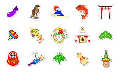 通年　年賀状 素材　アイコンセット