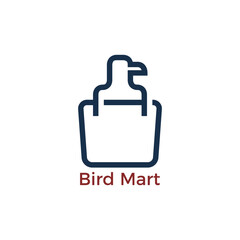Bird and shoping bag logo design for mart, market, store and shop brand identity