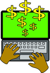 make money online laptop illustration vector