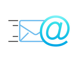 Mail envelope icon and e-mail symbol isolated on white background
