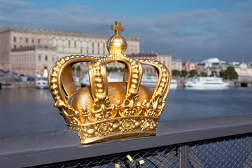 Foto op Canvas Golden Crown of Skeppsholmen Bridge in Stockholm © pyty