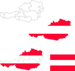 Set of territories of the country with the flag of Austria
