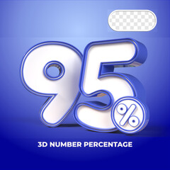 3D render number 95% percentage  sale progress blue