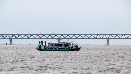 Obraz premium The dream of the Bangladesh Padma bridge is ready to use. Tomorrow on June 25, 2022, Honorable the Prime Minister of Bangladesh will inaugurate the Padma Bridge.