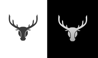 Illustration vector graphics of template logo deer silver and black color