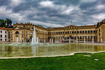 Fototapeta na wymiar Panorama on the Royal Villa of Monza from the main entrance Monza Lombardy Italy