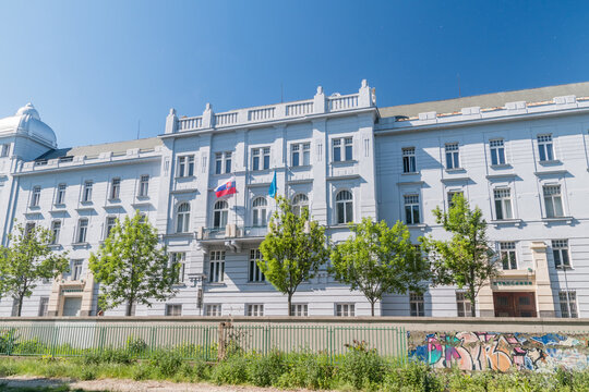 Bratislava, Slovakia - May 31, 2022: Faculty of Philosophy of the Comenius University in Bratislava.