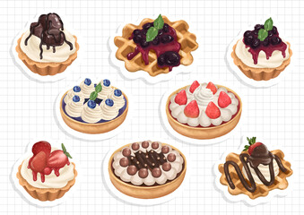 Watercolor cake, tart sticker sheet and scrapbook