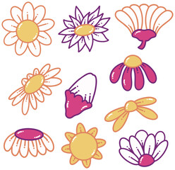 Sun Flowers Doodle Illustration