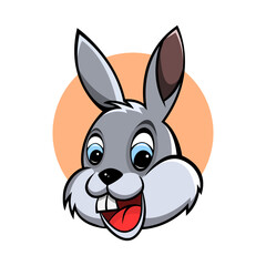 Cute Rabbit Head Cartoon Mascot