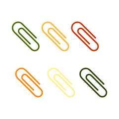 Set of multicolored paper clip icons. Vector illustration isolated on white background