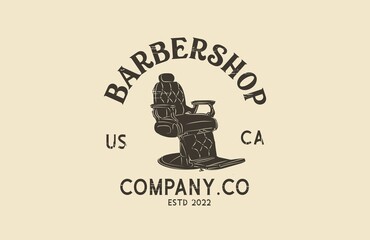 classic barbershop chair vector logo design