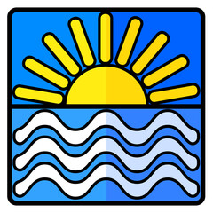 Sunrise, sea line icon isolated on a white background.