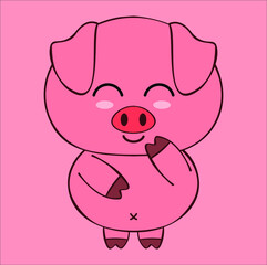 Obraz na płótnie Canvas kawaii cute pig illustration line art vector design
