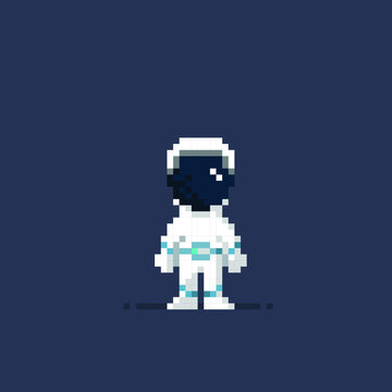 standing astronaut in pixel art style