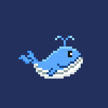 cute whale in pixel art style