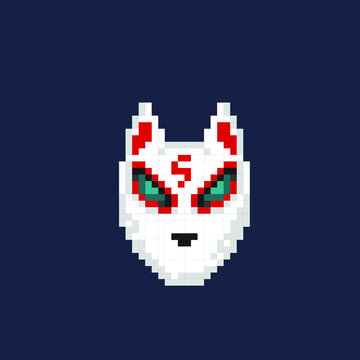 fox mask in pixel art style