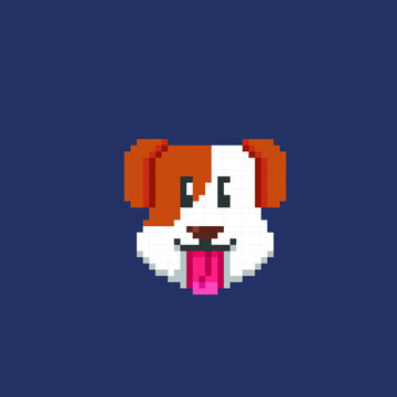 dog head in pixel art style