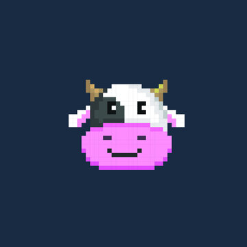 cow head in pixel art style